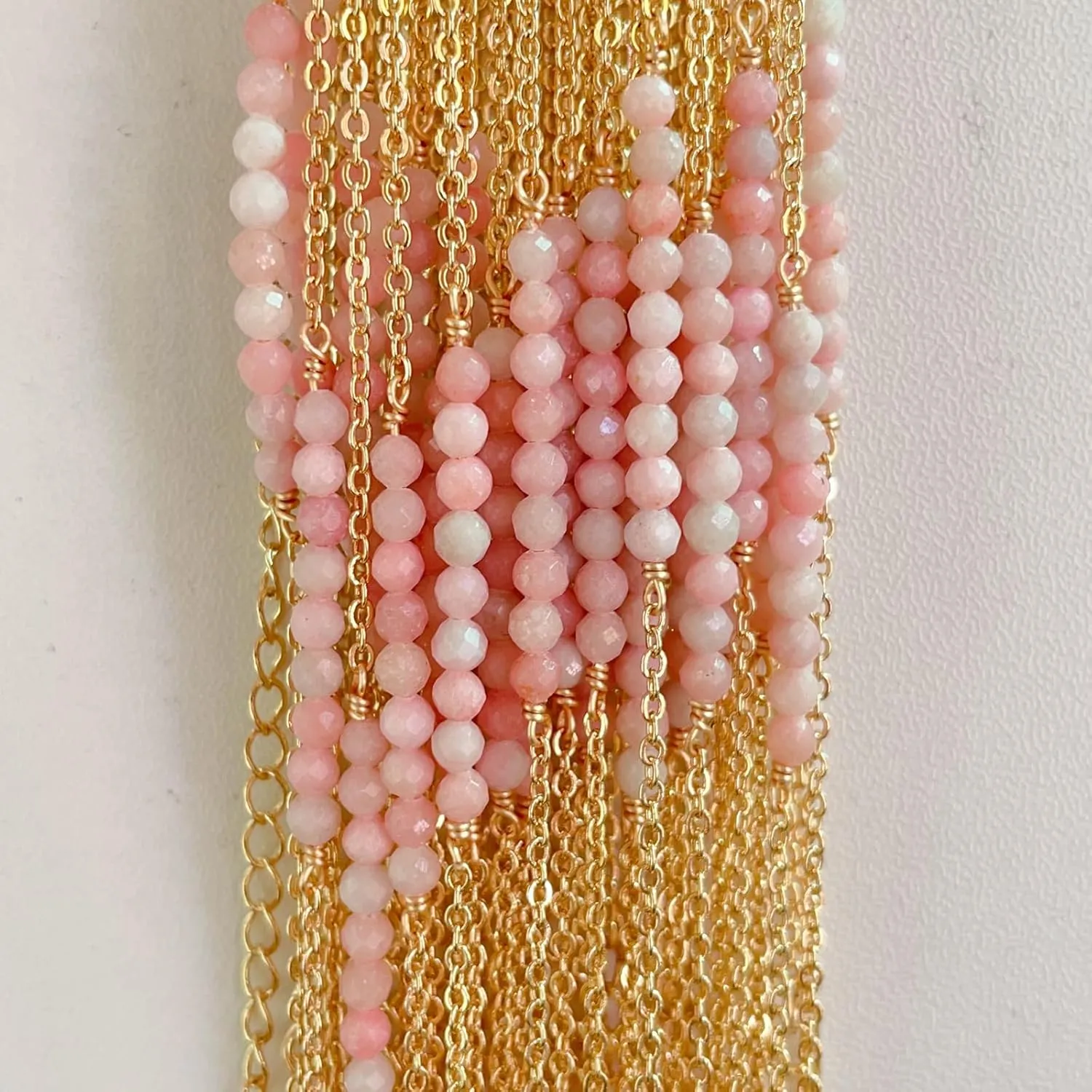 Dainty Birthstone Beaded Bar Necklace,18K Gold Plated Handmade Faceted Turquoise,Lapis,Amazonite,Tiger Eye,Emerald,Ruby,Blue Apatite,Opal Stone Necklaces for Women