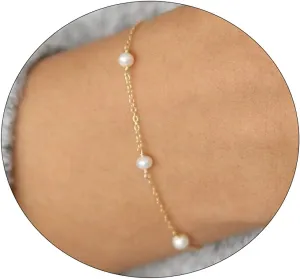 Dainty Pearl Choker Necklace 18K Gold Plated Adjustable Pearl Beaded Chain Necklace Bridesmaid Wedding Jewelry for Women