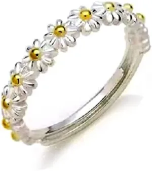 Daisy Ring Adjustable Daisy Flower Ring Dainty Cute Flower Ring Delicate Sunflower Ring Jewelry Gifts Promise Statement Band Daisy Silver Ring Tiny Dainty Flower Ring Gift for Girls Women