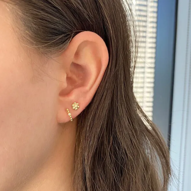 Dana Rebecca Designs - Poppy Rae - Pebble Flower Studs with Diamonds, Yellow Gold