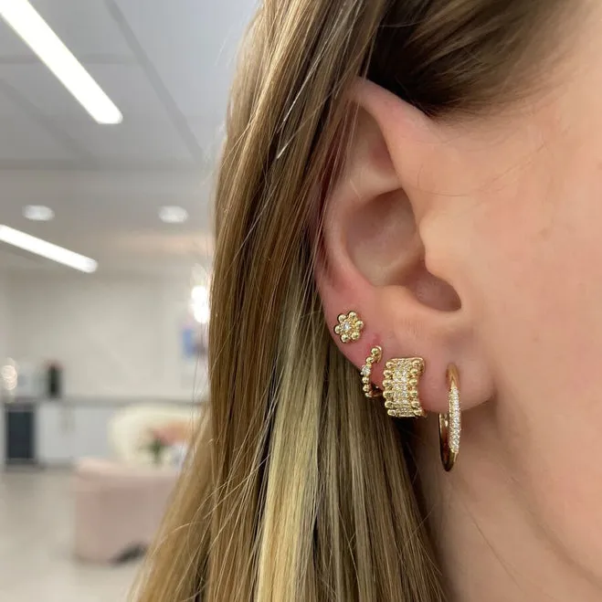 Dana Rebecca Designs - Poppy Rae - Pebble Flower Studs with Diamonds, Yellow Gold