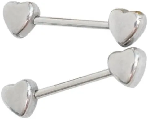 DATOA 14G Stainless Steel Heart Nipple Rings for Women Men Heart Piercing Barbell Tongue Rings Piercing Body Jewelry