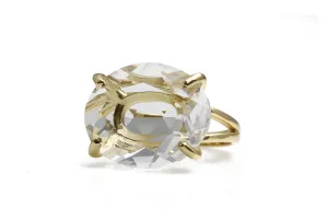 Dazzling Crystal Quartz Ring - 14k Gold Statement Ring - Fashion, Wedding, Engagement, Anniversary, Cocktail Rings for Women - Natural Gemstone Jewelry - Handmade