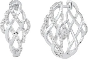 Dazzlingrock Collection 0.25 Carat (ctw) Round White Diamond Ladies Shiny Swirl Infinity Vintage Style Hoops & Huggies Earrings 1/4 CT, 925 Sterling Silver