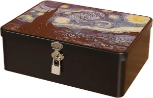 Decorative Tin Container for Rings Earrings 1 Set Tin Box with Lock Key Vintage Style Jewelry Storage Case for Home Storage Box A L