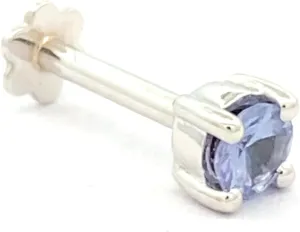 Demira Jewels 3.5MM (0.16ct) Tanzanite Studded Nosepin in 14K Gold and 7MM Internally Threaded Screwback. (White Gold, Tanzanite)