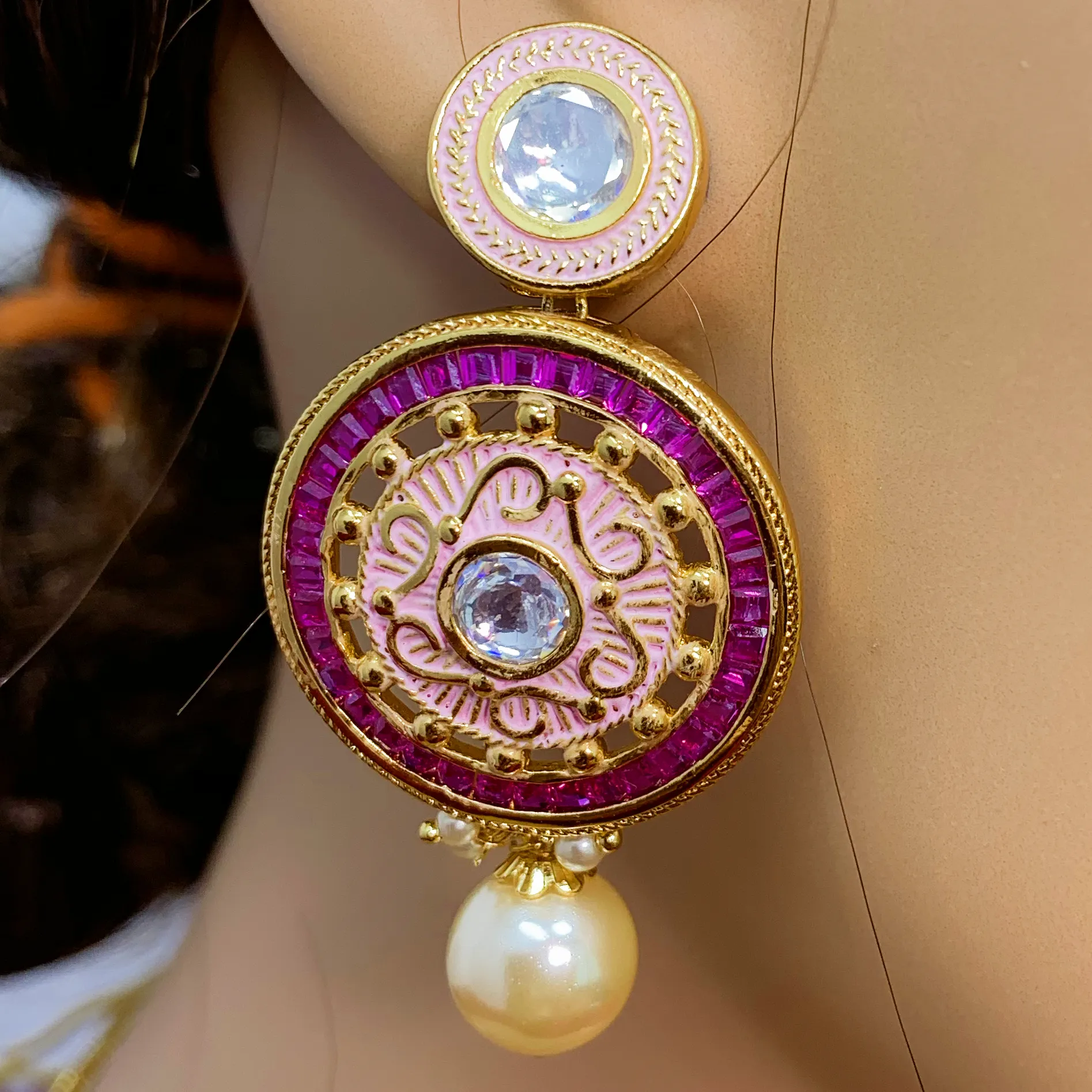 Designer Gold Plated Necklace studded with Semi Precious Stones (D961)