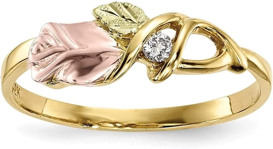 Diamond2Deal 10k Tri Color Gold Black Hills Diamond Anniversary Ring Size 7
