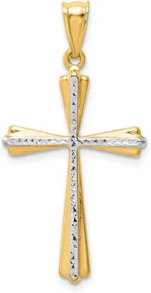 Diamond2Deal 14k White and Yellow Gold Diamond Cut Cross Pendant Two-tone