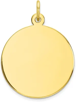 Diamond2Deal Mothers Day Gifts 10k Yellow Gold Plain .013 Gauge Circular Engravable Disc Charm Pendant for Mom (L- 26 mm W- 19 mm)