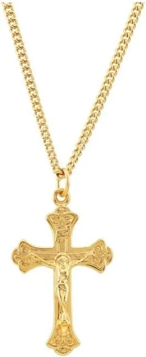 Diamond2Deal Mothers Day Gifts 14K Yellow Gold Plated Religious Crucifix Cross Jesus Christ Pendant for Mom 36" Necklace