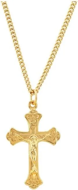 Diamond2Deal Mothers Day Gifts 14K Yellow Gold Plated Religious Crucifix Cross Jesus Christ Pendant for Mom 36" Necklace