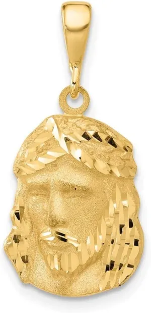 Diamond2Deal Mothers Day Gifts 14k Yellow Gold Satin and Diamond-cut Jesus Medal Pendant for Mom Pendant for Mom
