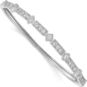 Diamond2Deal Sterling Silver Cubic Zirconia Hinged Bangle Bracelet