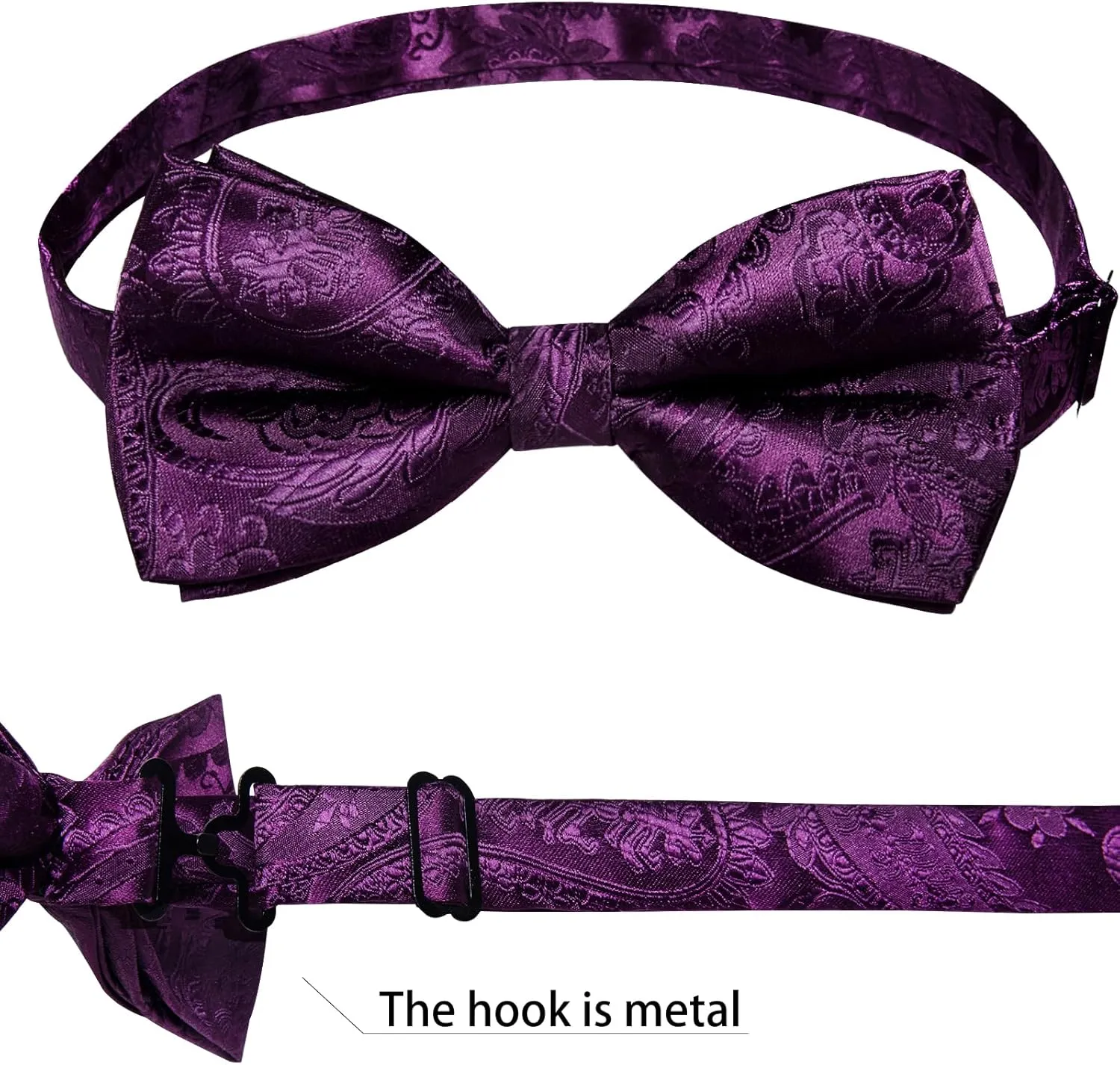 DiBanGu Silk Bow Ties for Men Paisley Pre-tied Bowtie and Pocket Square Cufflinks Lapel Pin Set Wedding Party Formal