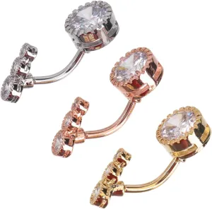 Didiseaon Elegant Navel Ornaments 3pcs Zircon Belly Button Ring Comfortable Navel Ring
