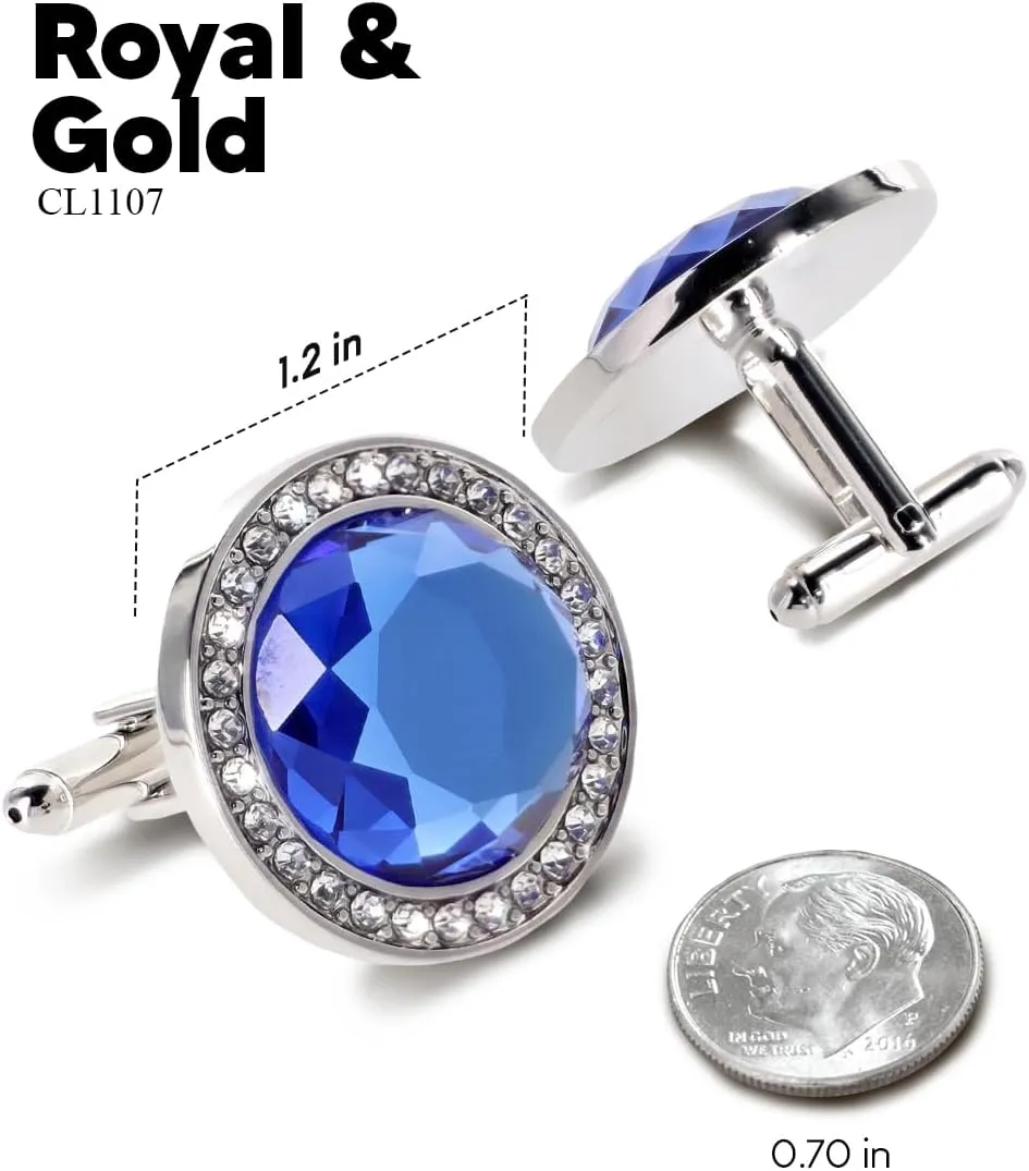 Discus Colored Crystal Bling Cufflinks (CL 11XX) by Classy Cufflinks