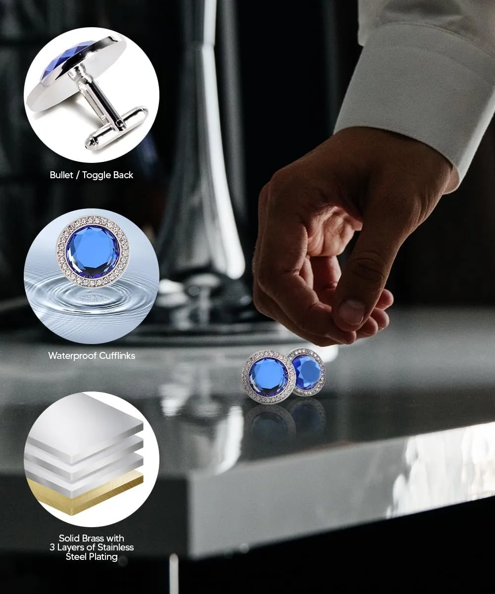 Discus Colored Crystal Bling Cufflinks (CL 11XX) by Classy Cufflinks