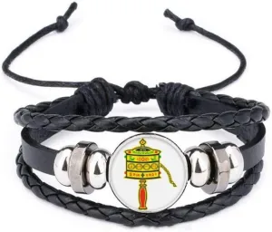 DIYthinker Culture Prayer Wheel Bracelet Braided Leather Woven Rope Wristband