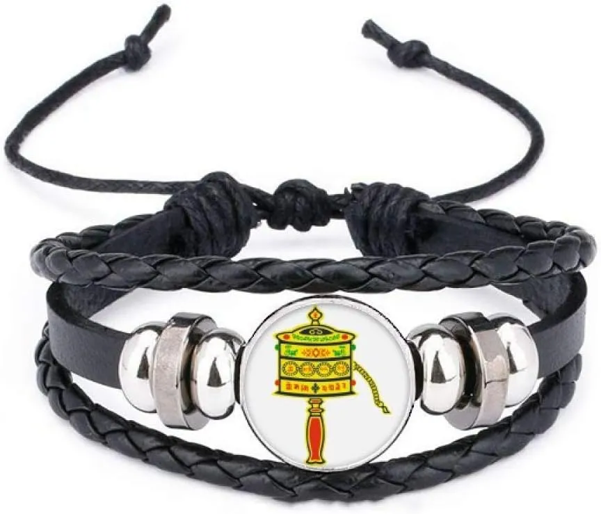 DIYthinker Culture Prayer Wheel Bracelet Braided Leather Woven Rope Wristband