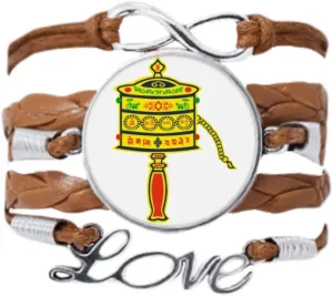 DIYthinker Culture Religion Prayer Wheel Sanskrit Bracelet Love Chain Rope Ornament Wristband Gift