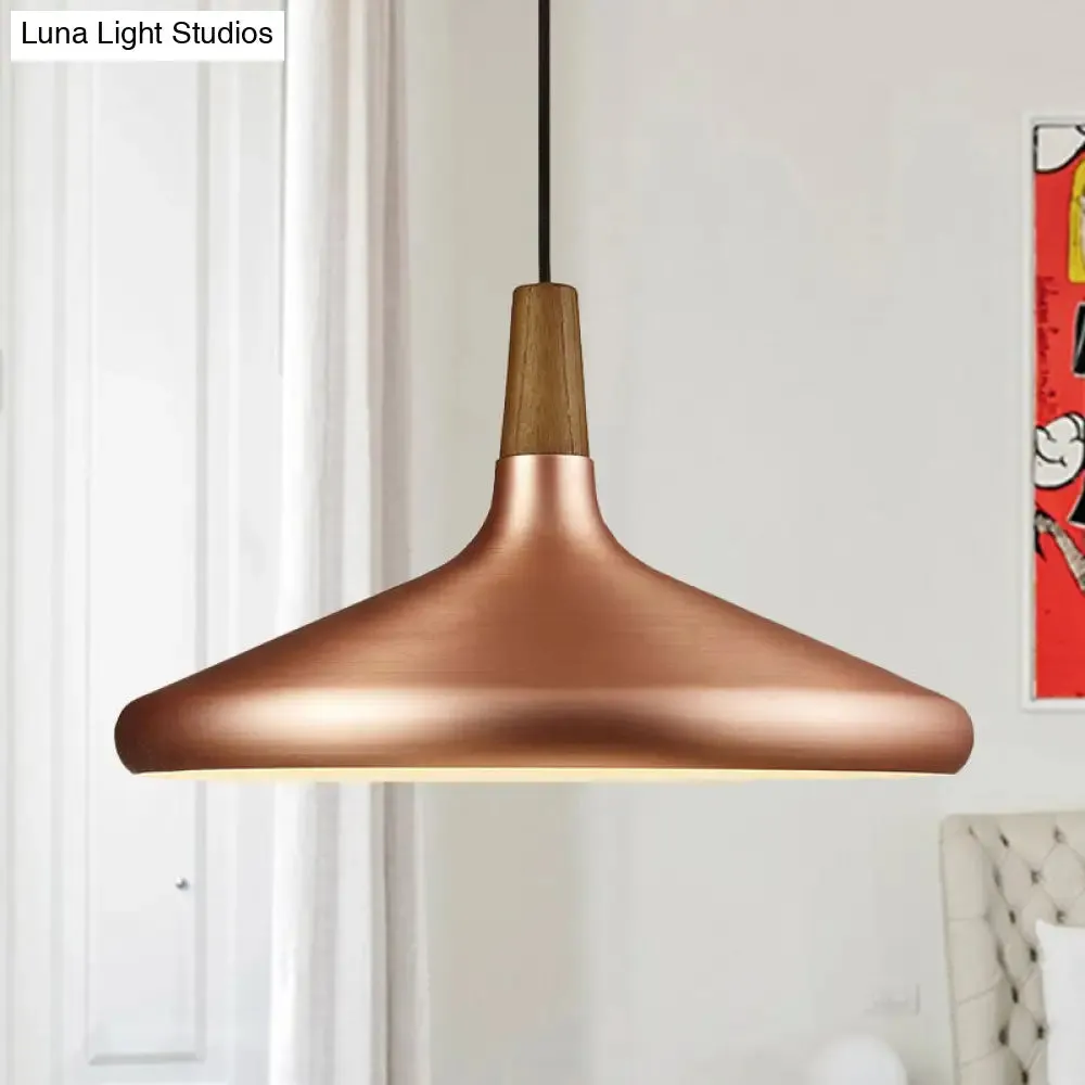 Down Lighting Industrial Restaurant Pendant - 7"/10.5"/16" Width, 1 Head, Flared Aluminum Shade, Rose Gold
