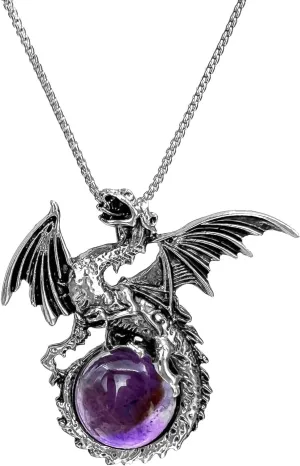 Dragon Necklace - Unique Crystal & Gemstone Pendant for Men & Women - Silver Dinosaur Jewelry Gift