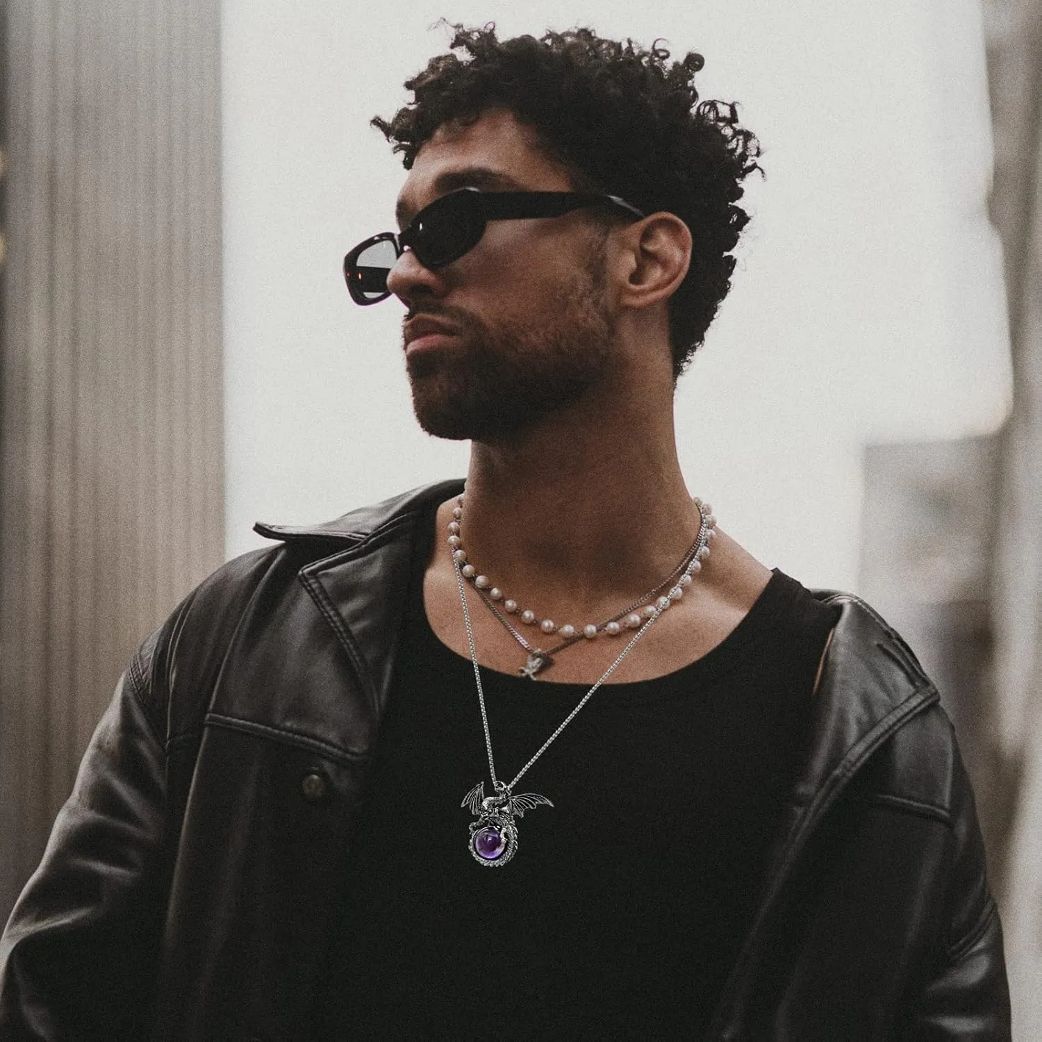 Dragon Necklace - Unique Crystal & Gemstone Pendant for Men & Women - Silver Dinosaur Jewelry Gift