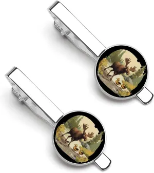 Duck Moose Men's Tie Clip Tie Bar Round Tie Clasp Classic Tie Tack Pins Jewelry Accessories
