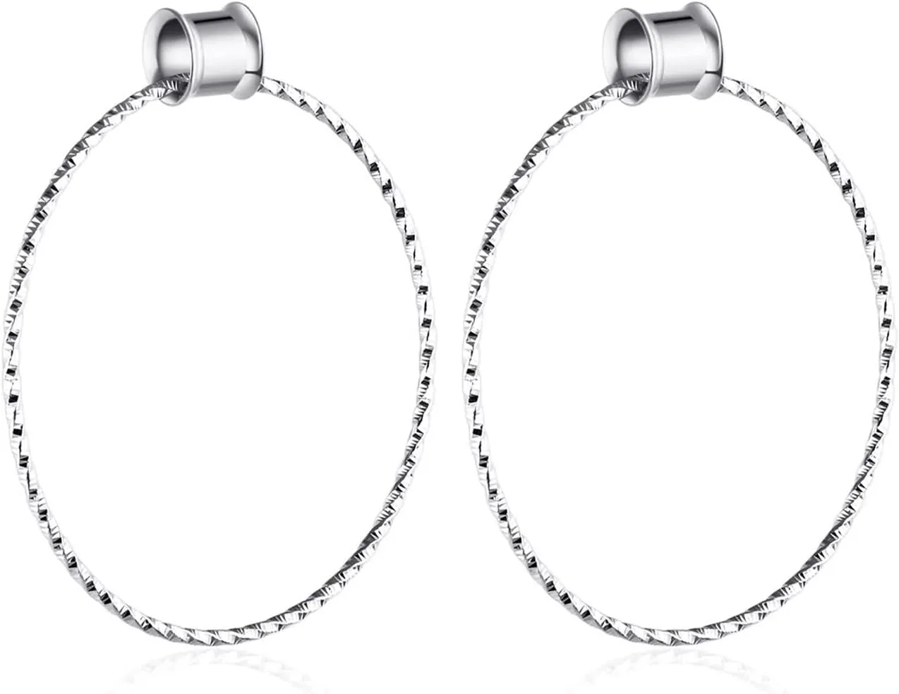 Ear Gauges Earrings, Stainless Steel Gauges for Ears Body Piercing Jewelry Tunnels With Big Hoop Dangle Unique Gifts for Women
