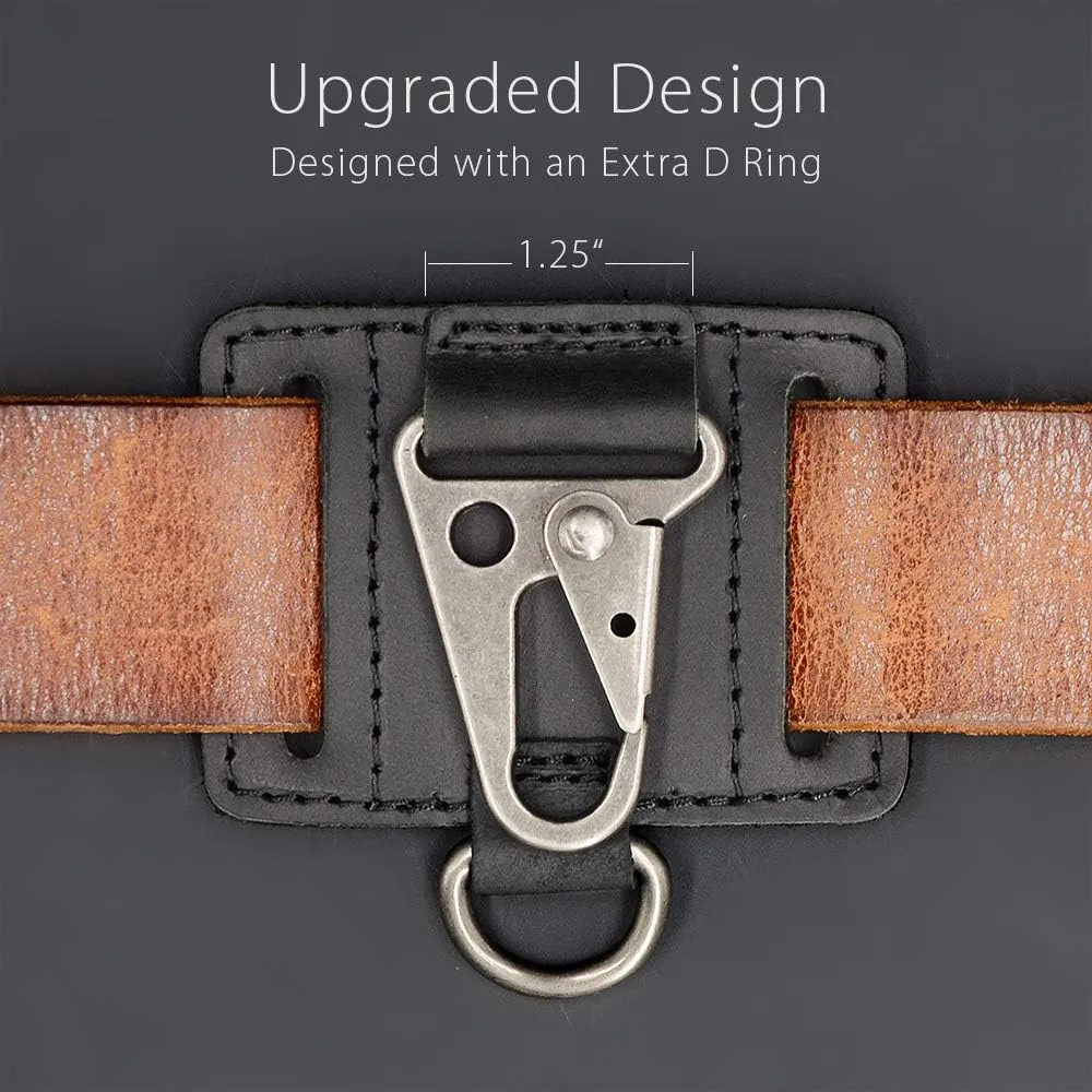 EDC Leather Key Ring Keychain Holder Belt Loop, Heavy Duty Belt Clip Key Fob Holder for Men