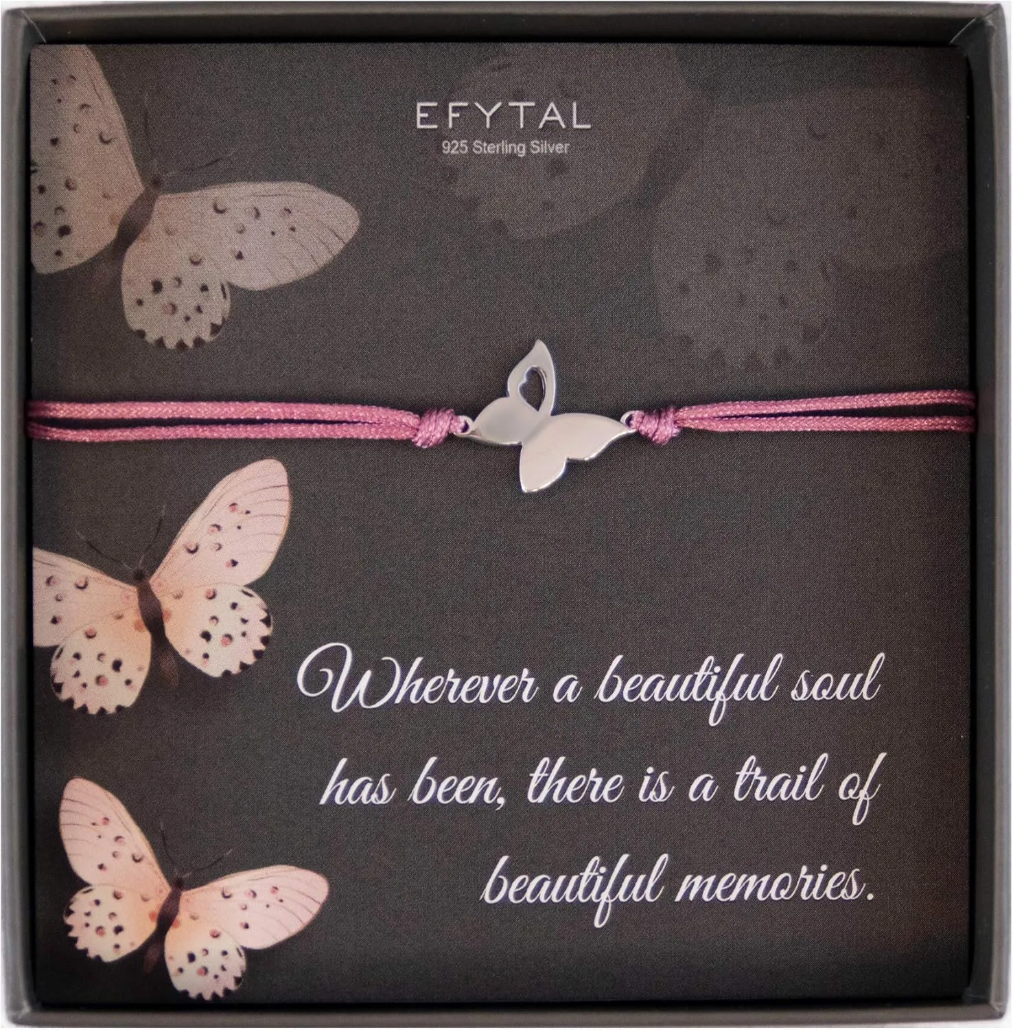 EFYTAL Sympathy Gifts, 925 Sterling Silver Butterfly Bracelet in Remembrance, Condolence Gift for Teens, Teen Charm Bracelets, Memorial