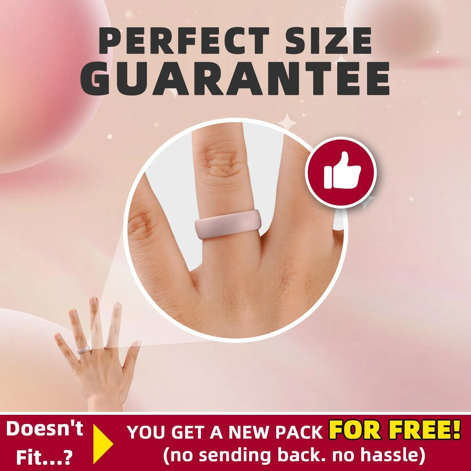 Egnaro Inner Arc Ergonomic Breathable Design, Silicone Rings for Women with half sizes, Women's Silicone Wedding Band5.5mm Wide-2mm Thick