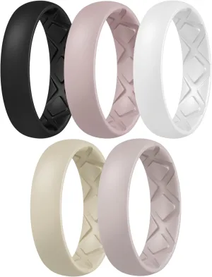 Egnaro Inner Arc Ergonomic Breathable Design, Silicone Rings for Women with half sizes, Women's Silicone Wedding Band5.5mm Wide-2mm Thick