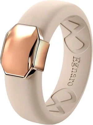 Egnaro Silicone Wedding Bands for Women, Inner Arc Ergonomic Breathable Design Womens Silicone Wedding Ring with Metal Plate, 4mm Width Rubber Wedding Bands Women with Metal Plate, No-Toxic,Skin Safe