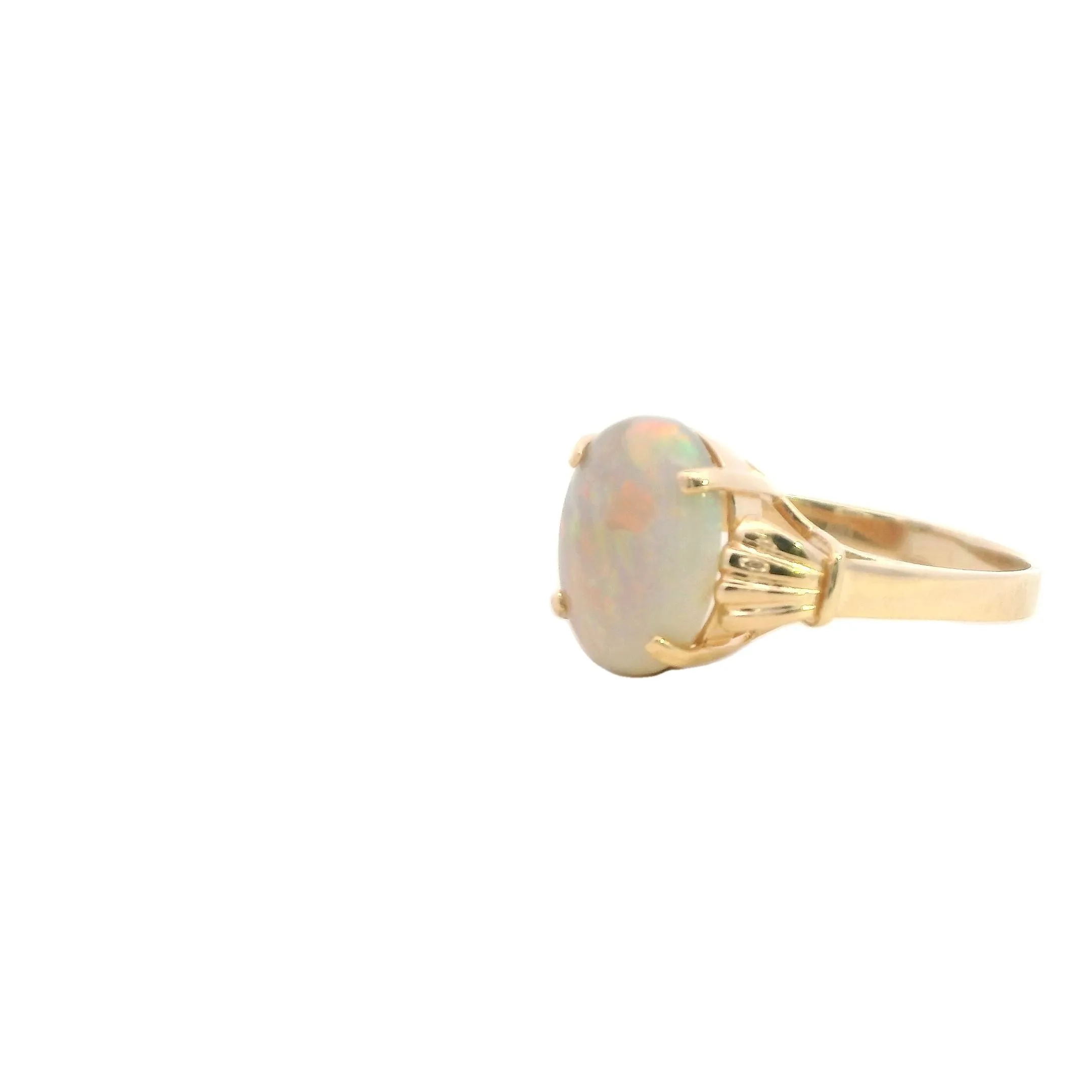 Elegant 14K Yellow Gold Opal Ring - Radiant and Refined