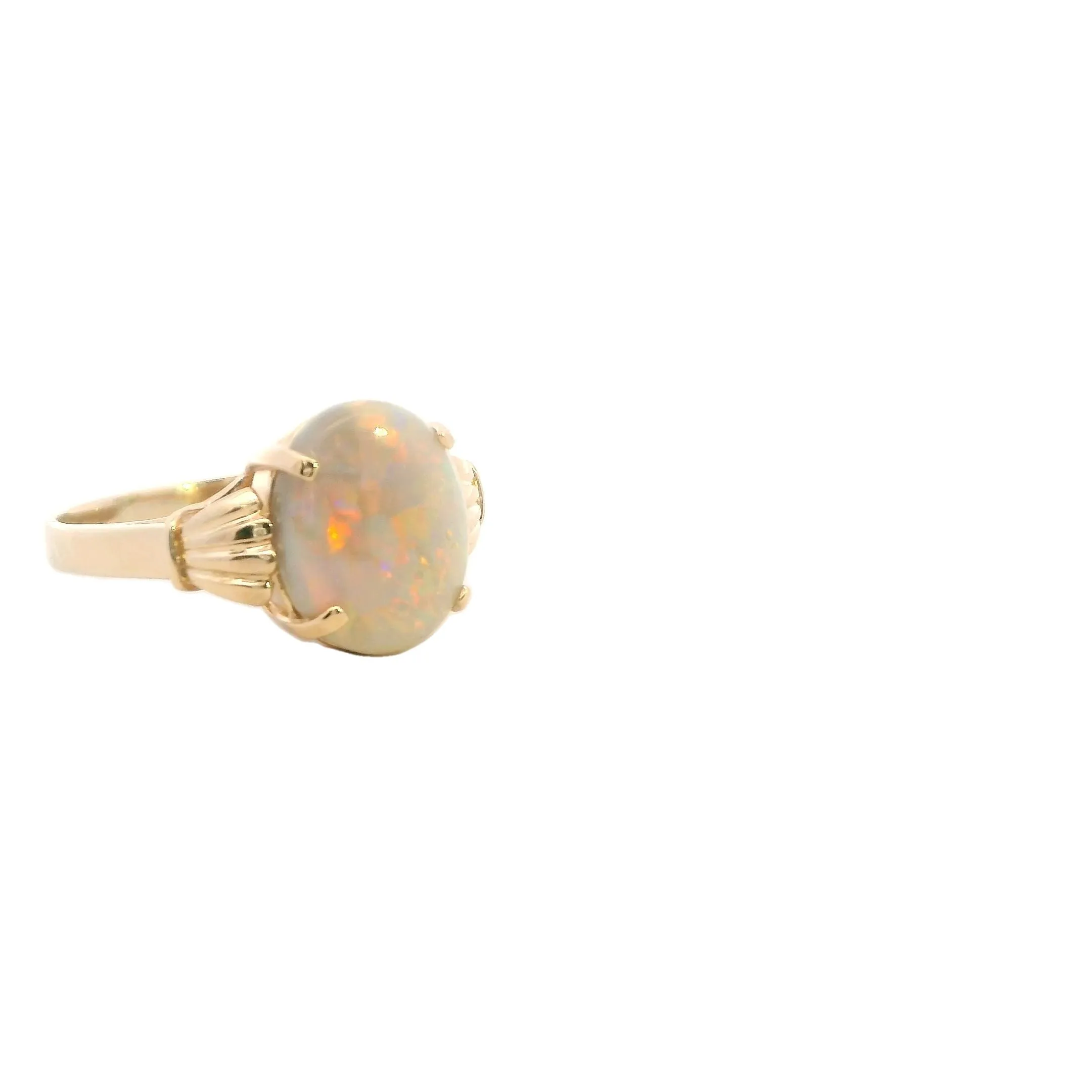 Elegant 14K Yellow Gold Opal Ring - Radiant and Refined
