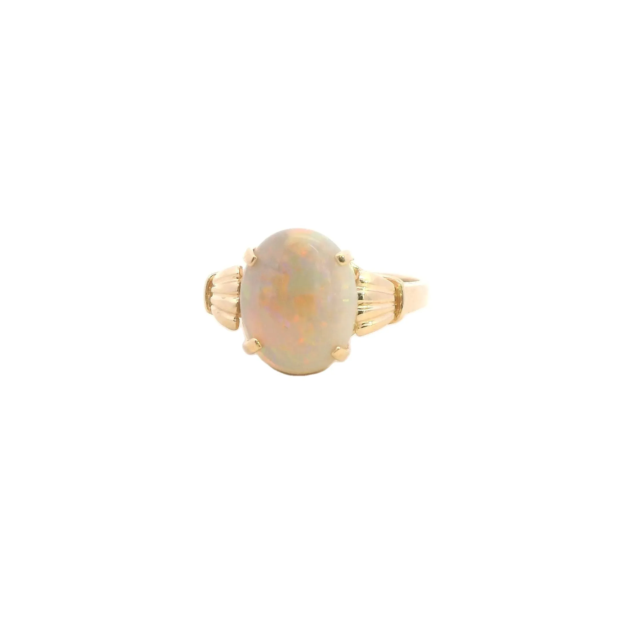 Elegant 14K Yellow Gold Opal Ring - Radiant and Refined