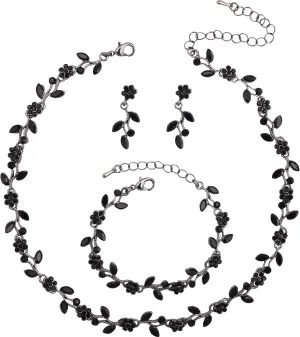 Elegant Bridal Bridesmaid Marquise Austrian Crystal Rhinestone Flower Leaf Choker Necklace Dangle Earrings Tennis Bracelet Jewelry Sets for Party Prom
