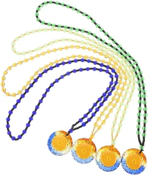 Elegant Glass Beaded Pendant Buddhist Amulet Classic Style Necklace for Faithful