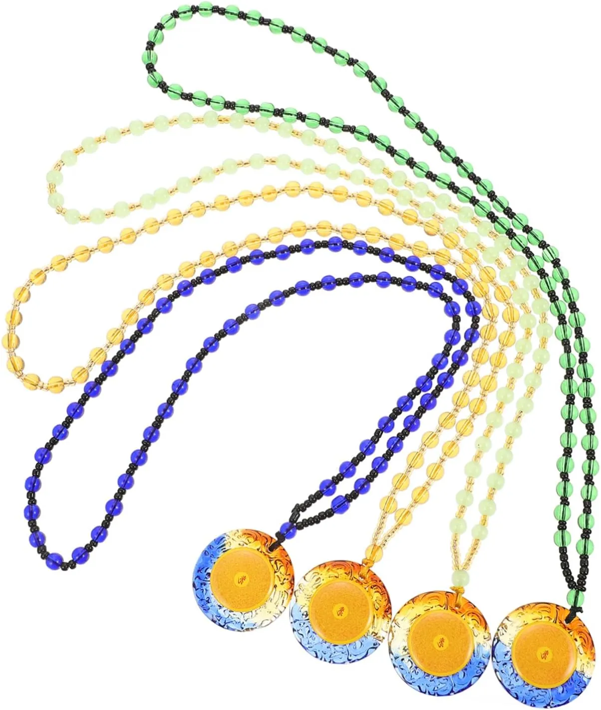 Elegant Glass Beaded Pendant Buddhist Amulet Classic Style Necklace for Faithful
