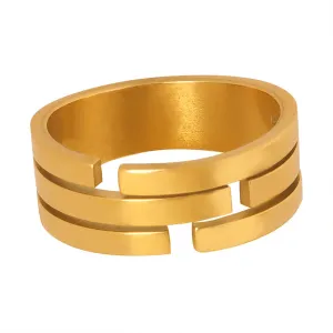 Elegant Gold-Plated Geometric Fashion Rings for Men and Women, Hip-Hop Style, Long-Lasting Shine