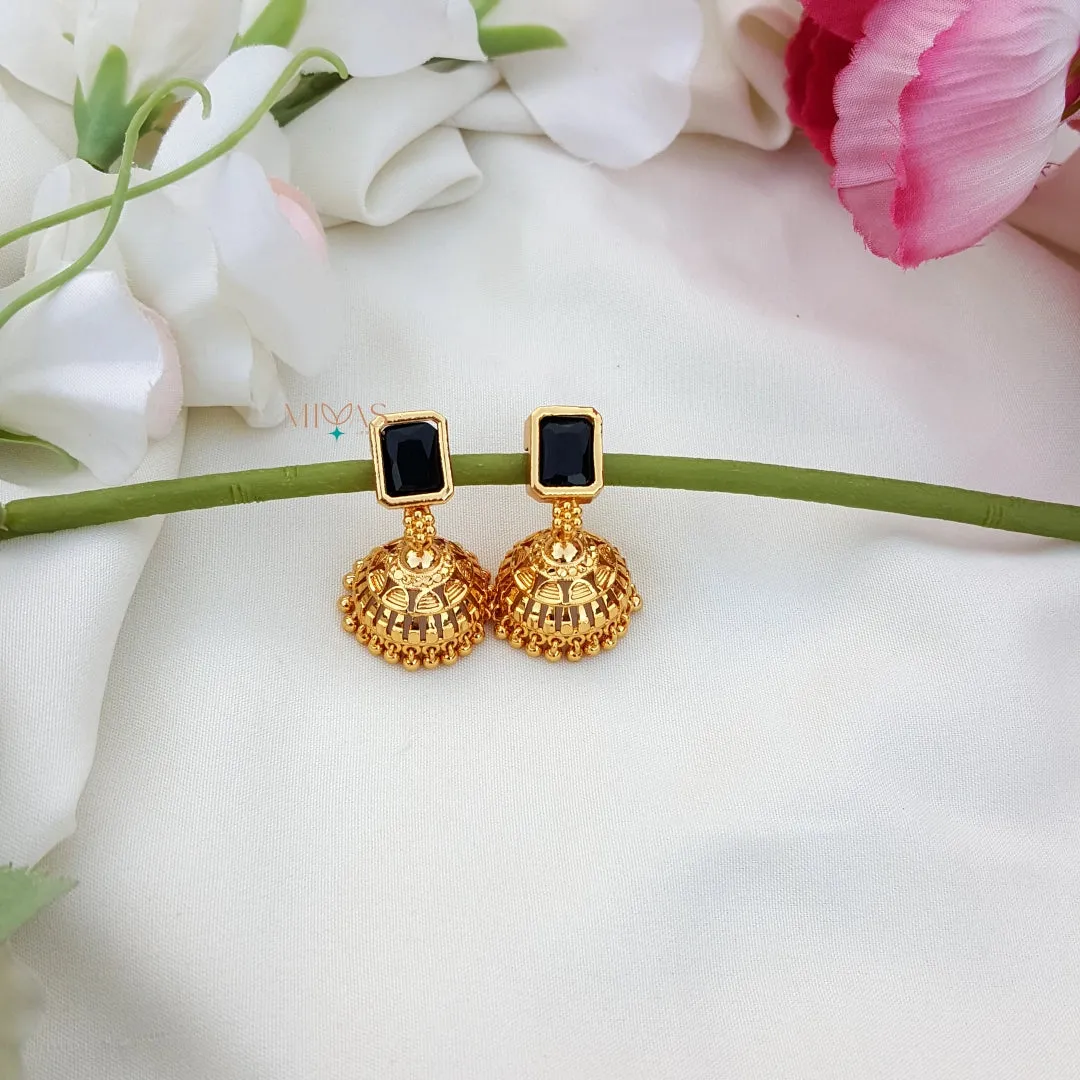 Elegant Look Single Stone Jhumka - Black