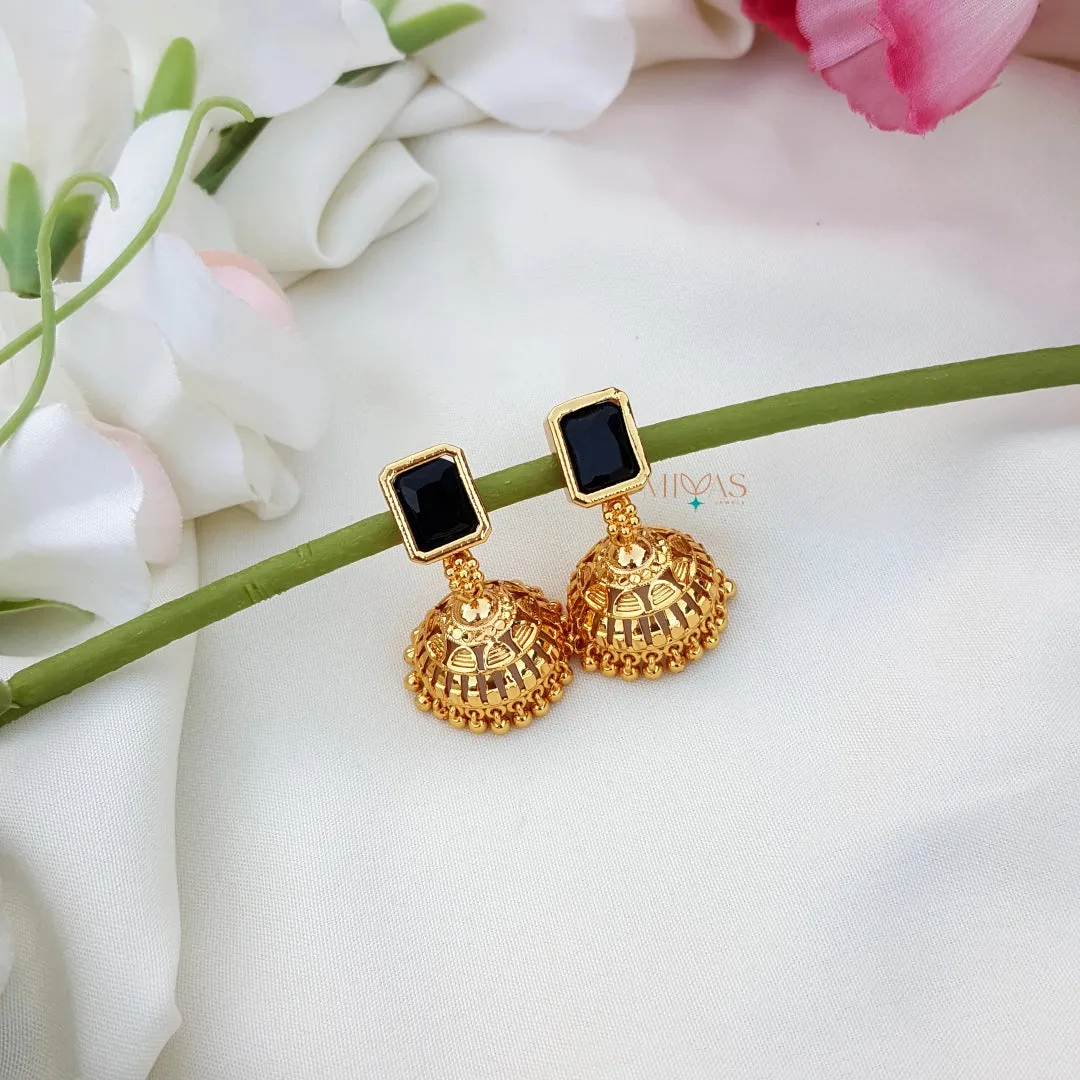 Elegant Look Single Stone Jhumka - Black