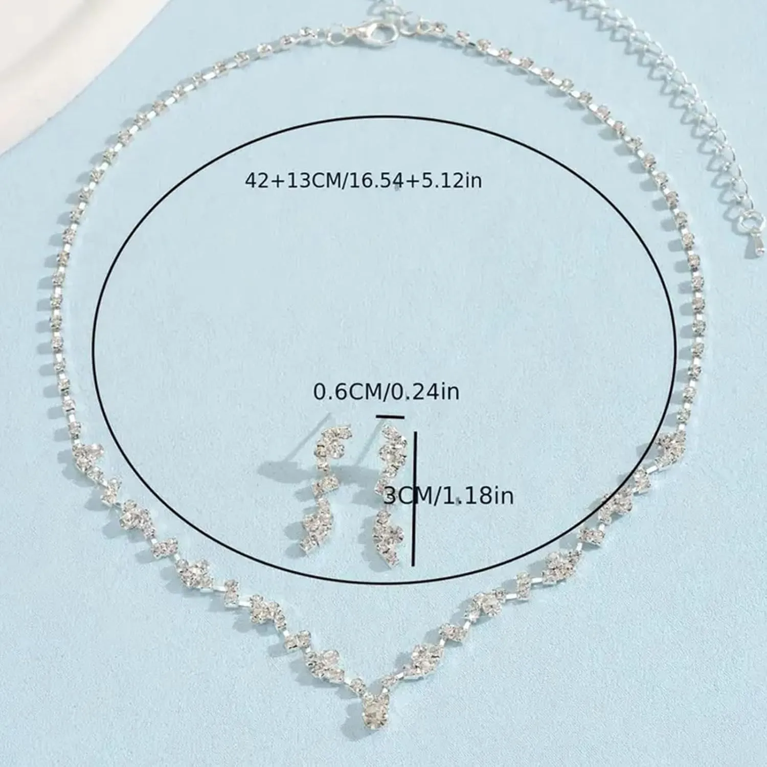 Elegant Prom Earrings Necklace Bracelet Set Wedding Jewelry Set for Women Bride Bridesmaid Crystal Necklace Earrings Bracelet Jewelry Sets for Women