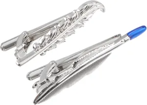 Elegant Silver Tie Clips Set 2 Pcs Business Necktie Clasp Durable Comfortable Perfect