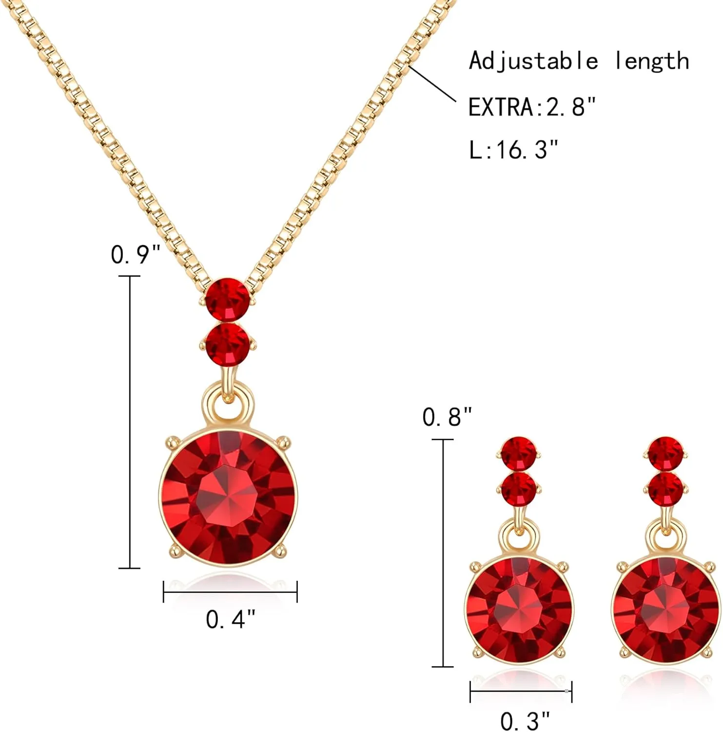 EleQueen Wedding Elegant 3 Round Crystal Jewelry Sets for Women, Gorgeous Bridal Rhinestone Box Chain Necklace Earrings Set for Bride Bridesmaid