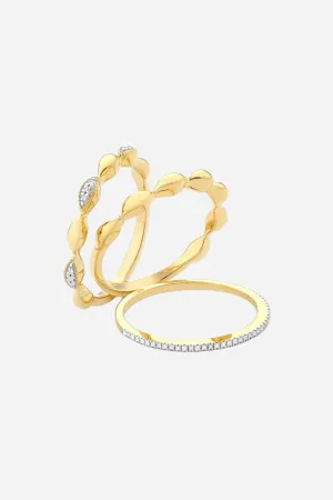 Ella Stein Oval Triple Stackable Ring Set in Gold - Size 9