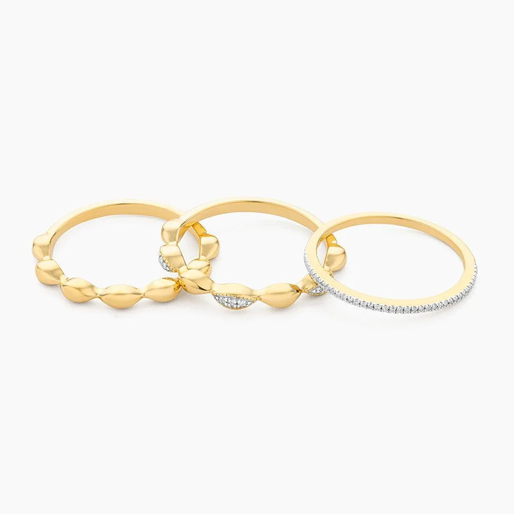 Ella Stein Oval Triple Stackable Ring Set in Gold - Size 9