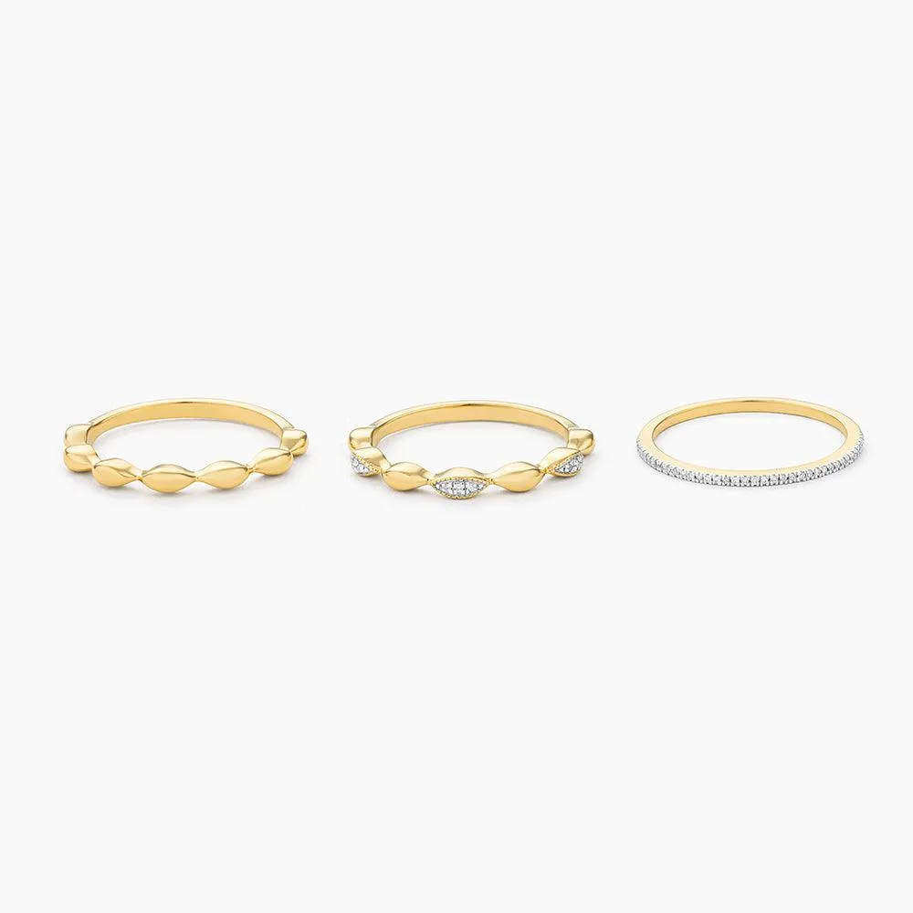 Ella Stein Oval Triple Stackable Ring Set in Gold - Size 9